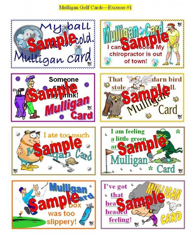 Mulligan Golf Cards Excuses 1 Mulligan Golf